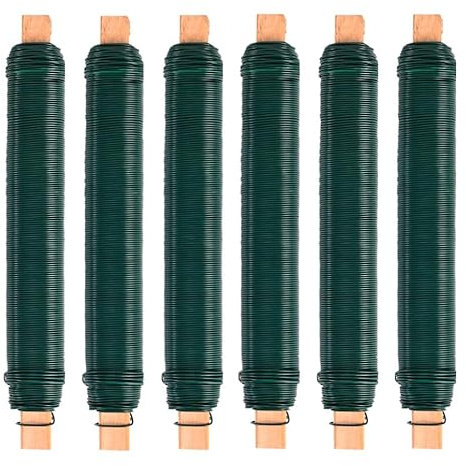 6er Bindedraht Set - Draht Wickeldraht grün - Blumenwickeldraht & Basteldraht & Floristendraht & Blumendraht für Rosen, Blumen & Basteln
