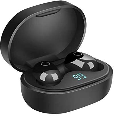 Trådlösa öronproppar Bluetooth-hörlurar Sweat Proof Dual Bluetooth 5.1 Headset med inbyggd mikrofon för jogging, löpning, yoga, sport, gym, cykling,Black