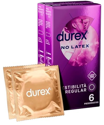 2 x préservatifs Durex sans latex anti-allergiques en polymère Forme Easy-On - 2 boîtes de 6 Profilactiques chacune