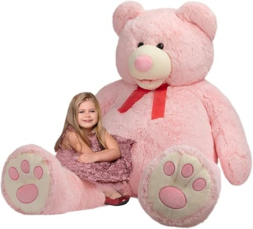 HollyHOME Grand ours en peluche géant de 150 cm, rose clair