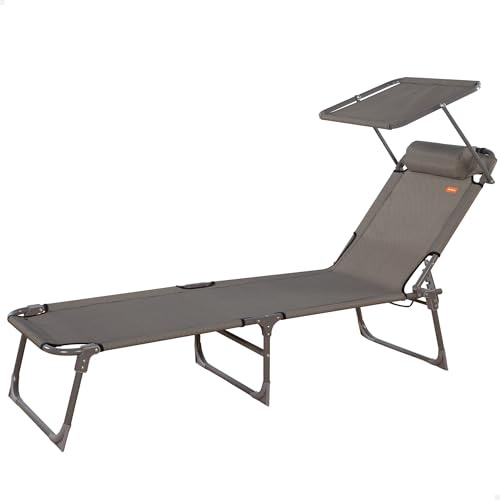 AKTIVE Chaise Longue Pliable, Steel+TEXTILENE 1X1, Noir, 193 cm x 53 cm x 30 cm
