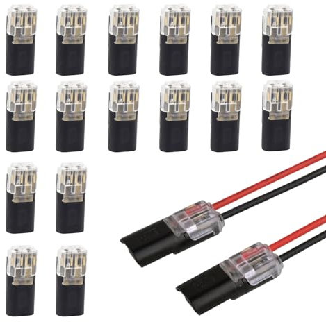 Connecteur Electrique Etanche per Type H, HASLED 16 Pièces Mini Connecteur 2 Fils, Connecteur 12v, Connexion par Encliquetage, Robuste et Durable, Convient pour une Surface de Section de 0,75 mm ²