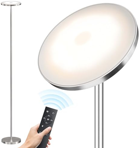 SUNMORY Floor Lamps for Living Room, 32W/3000LM Super Bright LED Floor Lamp with Remote Control, 69 Tall Standing Lamp with Stepless Dimmable, Modern Torchiere Corner Lamp for Bedroom, Office Nickel