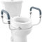 VEVOR Alzata WC Rotonda Standard Altezza 88,9 mm, Sedile WC Rialzato Portata 136 kg, Corrimano in Alluminio, Imbottitura EVA, Rialzo per WC Maniglia Alzata per Ausilio da Bagno