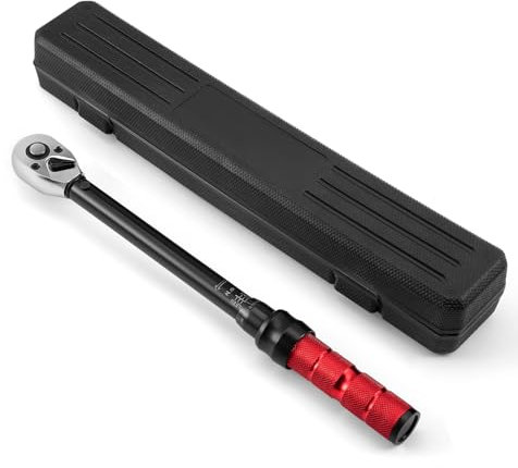 Torque Wrench 3/8 Inch, 5-60 Nm Drive Click Torque Wrench, Double Scale Dual Direction Adjustable 76 Tooth ±3% Error Accuracy Torque Wrench Bike Torque Wrench for Bicycle, Motorcycle, Car