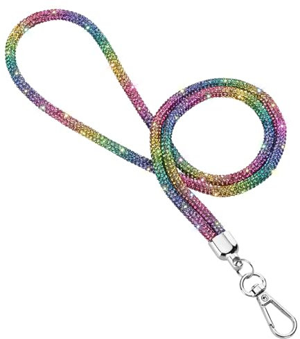 Soleebee Cadena para teléfono móvil universal para colgar, correa para teléfono móvil con brillantes brillantes, cadena para mujer, cordón para colgar compatible con cualquier smartphone, arcoiris, M