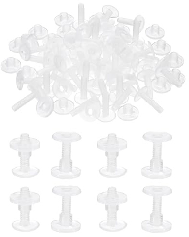 PATIKIL 20mm Chicago Screws, 40 Sets Plastic Chicago Screw Binding Post Screw Rivets Post for Leather Belt Scrapbook Photo Albums, Clear