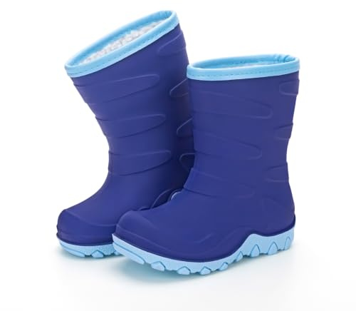 Kids Rain Boots Winter Fleece Lined Snow Boots, Klein Blue, Toddler Size 10