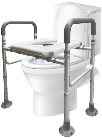 HENYEER Réhausseur de WC avec accoudoirs, rehausseur de WC senior avec rehausseur de WC universel réglable en hauteur pour personnes handicapées, femmes enceintes, capacité de charge 180 kg