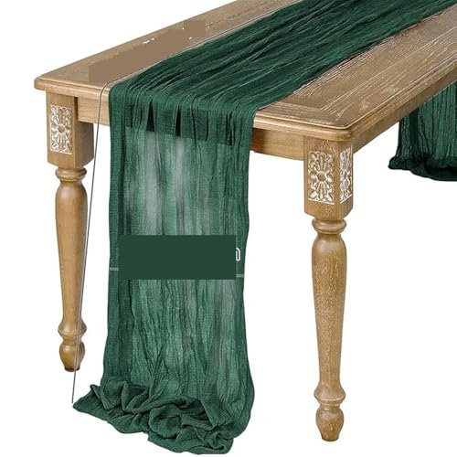 OZLCUA Runner da tavola in Garza Gauze Table Runner Burlap Semi-Sheer Cheesecloth Table Setting Dining Rustic Country Wedding Birthday Decor Table Linens Lavabile Tablerunner(8,90x340cm)