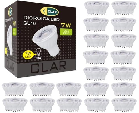 CLAR LED-spotlight, GU10 LED, GU10 LED-lampa, GU10 glödlampa, GU10 LED-lampa, GU10 LED, spotlampa, LED-spotlampa, GU10 LED-spotlight, infälld LED-spotlight, GU10 spotlight, GU10 6000K, 7W (förpackning