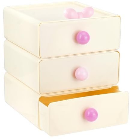 3 Pezzi Cassettiera Plastica, Cassetti Impilabili Scatole Plastica Organizer da Scrivania con Papillon, Cassettiera Scrivania Organizer Scrivania Ufficio per Cosmetici, Ufficio, Stanza, Scrivania
