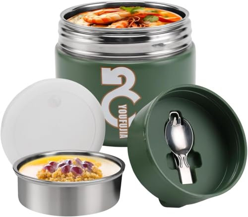 minghaoyuan Boîte Alimentaire Isotherme, 1300ml Boite Isotherme Repas Chaud avec Cuillère en Acier Inoxydable à Double Couche, Boite Repas Isotherme pour Ecole, Bureau, Camping