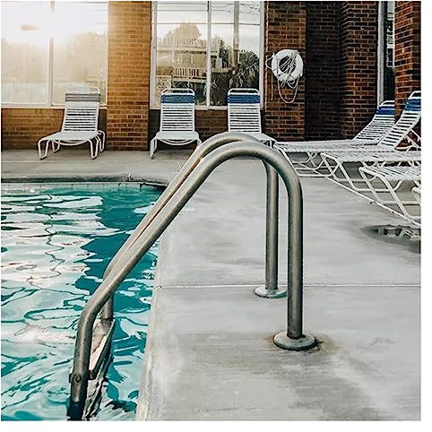 Échelle de piscine antidérapante en acier inoxydable, 2 pédales avec rampe, système d'entrée et de sortie de piscine durable, paroi tubulaire de 1,0 mm, finition argentée, conception sûre et