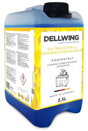 Dellwing Limpiador de joyas 2.5 l, concentrado para dispositivos ultrasónicos, limpiador para relojes, cadenas y anillos, fabricado en Alemania
