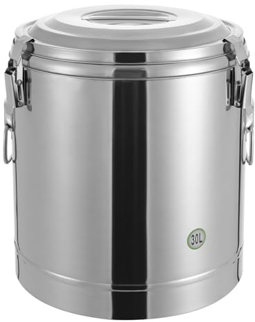 TCICOP Edelstahl Thermobehälter 30L Warmhaltebehälter Essen, Wärmebehälter für Speisen Edelstahl mit Deckel und Griff Thermos Essensbehälter Isoliert Eimer, Geeignet für Schulkantinen, Hotels