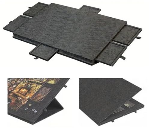 RATSTONE Tapete Puzzle 1000 Piezas，Mesa Puzzle，Tablero de Rompecabezas Inclinable con Soporte y Cubierta Diseñados 2 en 1, Mesas Inclinable con 6 Cajones para Ahorrar Espacio,Gris Claro (Gris Oscuro)