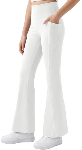 Jinbei leggings utsvängda byxor flickor sportleggings barn mjuka, GR. 122–170, Vit, 152-158