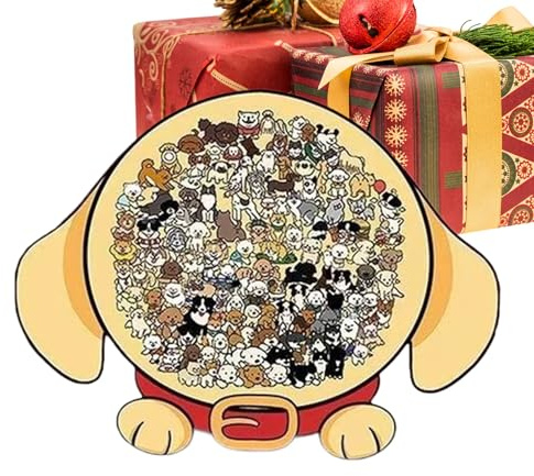 Puzzle de chien coloré – Ensemble de jeu de société encadré avec animaux, activité d'apprentissage des formes de couleurs assorties, jeu de puzzle éducatif sur table avec cadre en bois robuste | Exerc