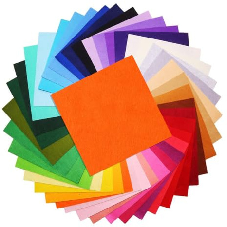50 Pcs Coloured Felt Fabric Sheets 15 x 15 cm,Coloured Felt,40 Assorted Colors Used for Sewing and DIY Crafts Craftwork,Felt Sheets for Crafting for Sewing and DIY Crafts,Christmas OrnamentCrafts