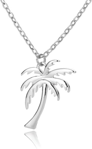 Tjejer tillbehör Palm Tree For Women, 925 Sterling Silver Beach Wave Palm Tree Pendant Coconut Palm Tree, Palm Tree s For Women, Tropical, Palm Tree