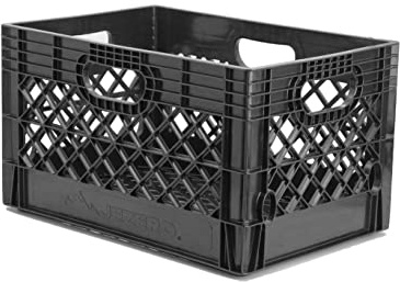 JEZERO 24 Quart Heavy Duty Plastic Crate | Stackable Multi-Purpose Storage Bin for Garage, Home, Office, Groceries, Outdoor, Camping & Kayaking | Black Utility Tote, 19 x 13 x 11