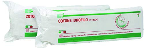 Cura Farma, Cotone Idrofilo 1kg Ovatta Non Sterile Altamente Assorbente Zig Zag Uso Medico