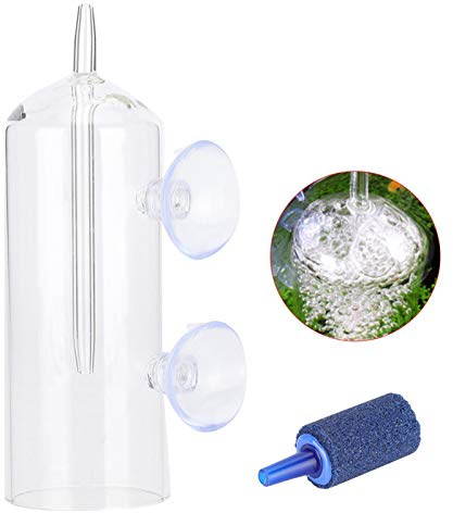 Aquarium Oxygen Aeration,Glass CO2 Diffuser Air Purge,Aquarium Equipment Fish Tank Accessory,Aquarium Air Bubbler Glass Cup, for Fish Tank Air Fish(Dissolved oxygen device (including bubble stone))