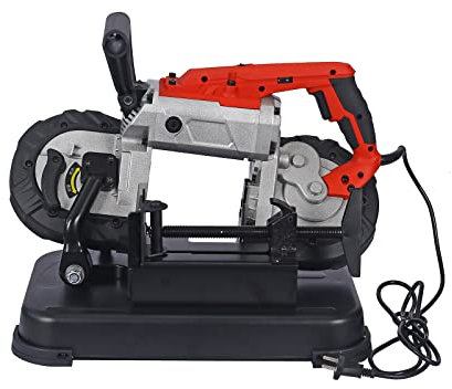 Wiltec Metallbandsäge 1100 W 127 mm Schnittbreite, 0,7-2,4 m/s, mit abnehmbarem Untergestell, mobile Bandsäge mit Bandsägeblatt