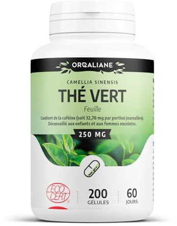 Thé vert Biologique | 750 mg/jour | Camellia sinensis | Certifié Ecocert | 200 Gélules