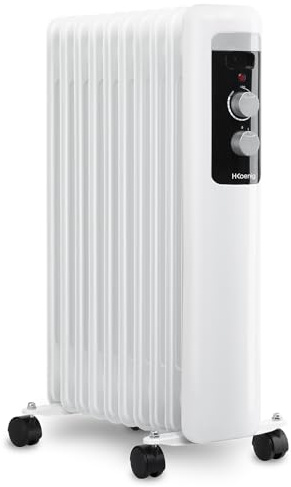 H.Koenig Radiateur à bain d'huile WARM90, Electrique, Mobile, 9 éléments chauffants, Faible consommation énergétique, Thermostat réglable, Protection en cas de surchauffe, Arrêt automatique, 2000W