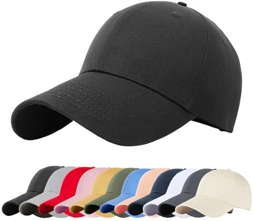 Enwokran Gorra de béisbol, Unisex Clásico Algodón Gorra el Sol Moda Gorra Running Hombre Mujer Ajustable Sombrero Verano Gorra Beisbol (Negro)