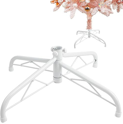 ZALAON Christmas Tree Base Stand, 40CM White Artificial Tree Bracket Metal for 4ft 5ft 6ft Christmas Tree