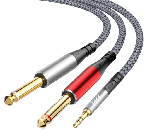Tisino 1/8 to 1/4 Stereo Y-Splitter Cable-3.3ft, 3.5mm TRS to Dual 1/4 6.35mm TS Mono Audio Breakout Cord for Phone, CD & MP3 Players, Speakers & Amps