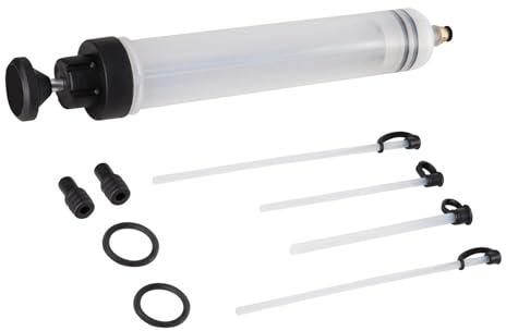 TIOMIOSEA oljesugspruta 500 ml oljespruta med 4 slangar och 2 brickor, sugpump, handpump, oljesugpump, lämplig för motor, växellåda, bakaxelolja och kylvätska