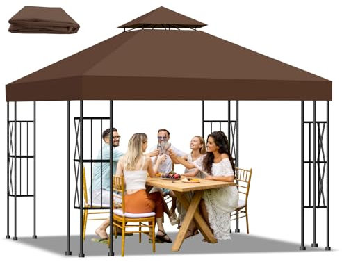 Inoamity - Techo de repuesto de 3 x 3 m para pabellón de jardín, impermeable y antirrayos UV, funda de repuesto de doble capa con ventilación, cubierta extraíble para jardín, terraza, camping y playa