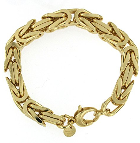 Tendenzalia Byzantiner kungligt armband kvadratisk original italiensk kedja 18 k förgylld eller dubbel 10 mm bred längd valbar, Mässing