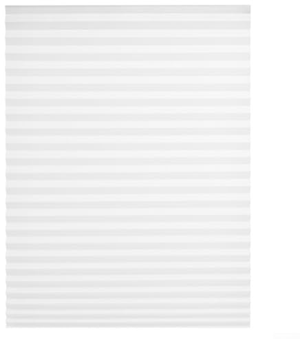 MeevrgR Tende plissettate autoadesive in tessuto non tessuto, oscuranti, facili da installare, per la privacy, design senza fili, lunghezza personalizzabile (bianco, 90 x 150 cm)