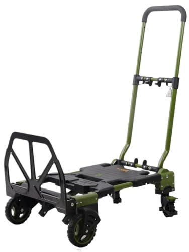 OUYUE Durevole Carrello Portapacchi Carrello Pieghevole A Mano E Carrello Portatile for Bagagli Carrello con Ruote Portatutto(Grün)