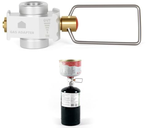 Aihoom Aluminum & Copper Gas Canister Refill Adapter, Butane Propane Cartridge Converter with Pressure Release Valve, Connector for Camping Stove,Lindal Valve Cylinder,Outdoor Portable Fuel Transfer