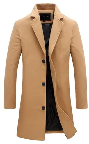 Générique Manteau Homme Hiver Laine Mi Long Grande Taille Buttons Outwear Chaude Polaire Veste Blazer Chic et Elegant Casual Trench-Coat Vestes Automne Classique Manches Longues Jacket Kaki XL