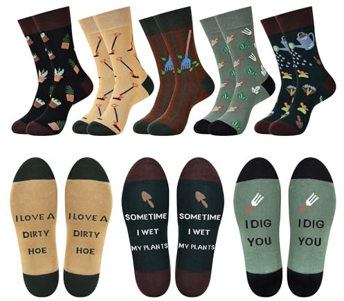 Belloxis Gardening Gifts for Men 5 Pairs Garden Plant Socks