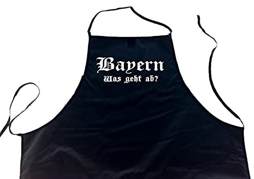 ShirtShop-Saar Bayern - was geht ab?; Schürze (Latzschürze - Grillen, Kochen, Berufsbekleidung, Kochschürze), schwarz