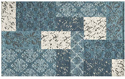 BIANCHERIAWEB Sonni WARMEN UND PROFONDI MIT COLOMBI Teppich Vorleger Velour Antirutsch für Schlafzimmer und Wohnzimmer Design Saturno Jeans by Suardi 140x200 cm Denim