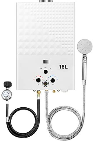 Tankless Water Heater Propane 4.74GPM 18L Outdoor Portable GasHot Water Heater Instant Propane Water Heater with Digital Display Multi-Protection for Camping Trips Boat