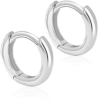 Mary & Jules Creolen Silber aus 925 Sterling Silber, aus recyceltem Silber, schlichte Damen Ohrringe, Klappcreolen, Huggies, Echtschmuck Ohrstecker für Frauen und Mädchen