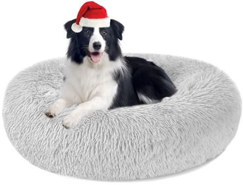 Hundsäng kattsäng fluffig rund plysch - munk mysig hundkudde, hundkorg, tvättbar S/M/L/XL/XXL för små, medelstora och stora hundar, katter och andra husdjur