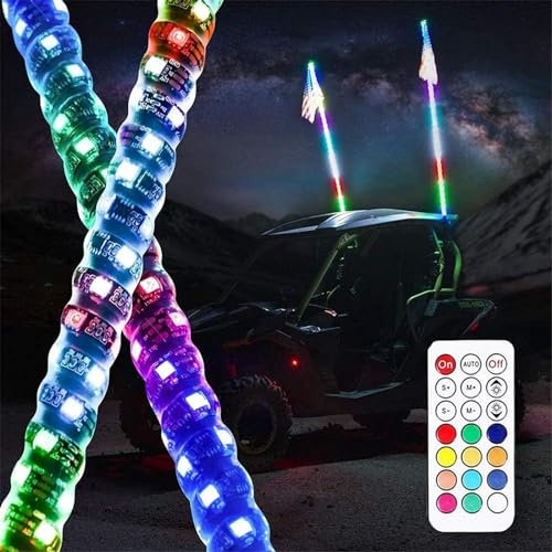 TIST Luci a Frusta a LED, luci a Frusta Fruste Illuminate con Telecomando RGB Luce Danzante/inseguimento Antenna LED Fruste a Spirale