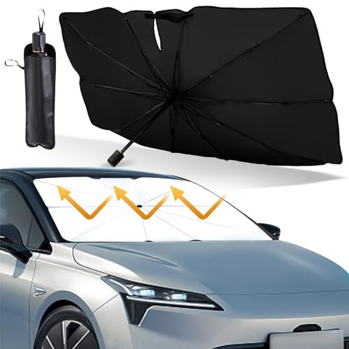 Parasol Coche Paraguas, Parasol para Auto Parabrisas Interior, Parasol para Coche, Evita Arañazos Parasol Plegable Protección UV Paraguas para la mayoría de los vehículos