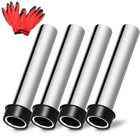 Swess High Brass Bar Sink Overflow Pipe 7.48 in, Metal Sink Strainer Pipe Sink Overflow Tube Bar Sink Stopper Bathroom Pipes Fittings with Waterproof Glove for 1.75 Inch Drains(4 Pcs)